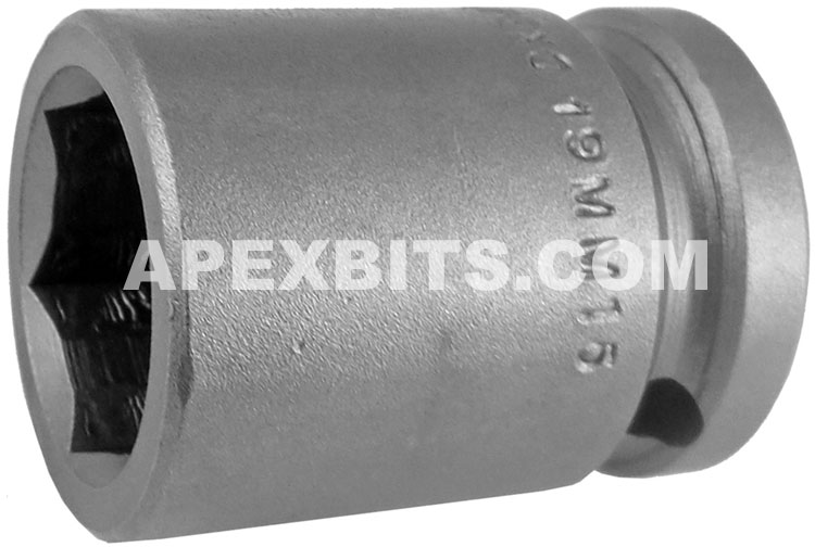 19 mm Teng Tools M121519-C1/2" DRIVE-S2 Metric Hex Bit Socket 