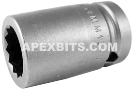 14MM15-D Apex 14mm 12-Point Metric Standard Socket, 1/2'' Square Drive