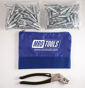 MRO Tools K1S350-3/32 Standard Plier Operated Cleco Fasteners 350 Piece Kit w/ Cleco Pliers & Carry Bag