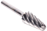 Omega Technologies SL3NF Cone (Radius End 14 Degrees) Aluminum & Non-Ferrous Double Cut Solid Carbide Bur, 3/8'' x 1-1/16''