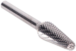 Omega Technologies SL1 Cone (Radius End 14 Degree Taper) Double Cut Solid Carbide Bur, 1/4'' x 5/8''