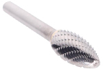 Omega Technologies SH1 Flame Double Cut Solid Carbide Bur, 1/4'' x 5/8''