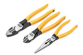82202-06 GearWrench 3PC PITBULL Dipped Handle Electrician's Plier Set