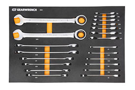 86526 GearWrench 21PC 72-Tooth 12 Point SAE Standard & Stubby Combination Ratcheting Wrench Modular Set