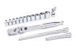 81390 GearWrench 15PC 1/4'' Drive 120XP Locking Flex Head Ratchet and 6 Point Metric Stubby Socket Mechanics Tool Set