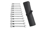 85698R GearWrench 12PC 72-Tooth 12 Point XL Locking Flex Head Ratcheting Combination Metric Wrench Set with Tool Roll