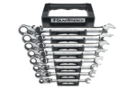 85798 GearWrench 8PC 72-Tooth 12 Point XL Locking Flex Head Ratcheting Combination SAE Wrench Set