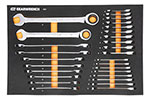 86527 GearWrench 28PC 72-Tooth 12 Point Metric Standard & Stubby Combination Ratcheting Wrench Modular Set