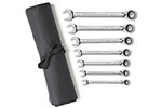 9567RN GearWrench 7PC 72-Tooth 12 Point Reversible Ratcheting Combination SAE Wrench Set with Tool Roll