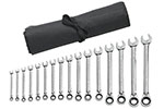 9602RN GearWrench 16PC 72-Tooth 12 Point Reversible Ratcheting Combination Metric Wrench Set with Tool Roll