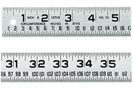 954FTN Lufkin 1-1/4'' x 4' Tinner's Circumference Steel Rule