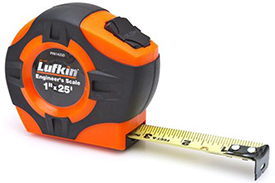 PHV1425DN Lufkin 1'' x 25' P1000 Series Engineer's Yellow Clad A4 Blade Power Return Tape Measure